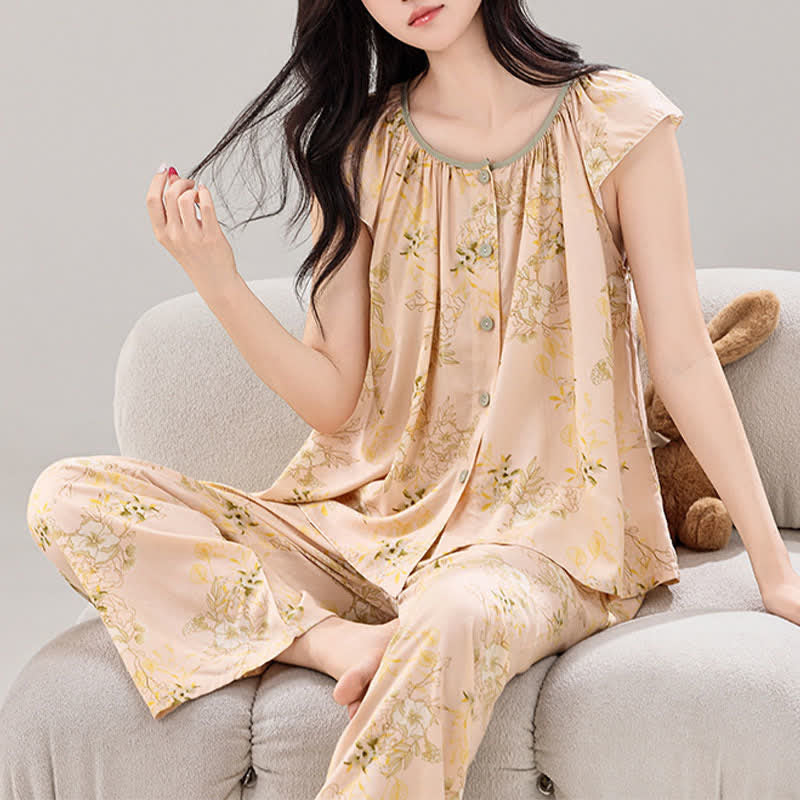 Ensemble de vêtements d'intérieur à fleurs pastel rafraîchissant - image 5