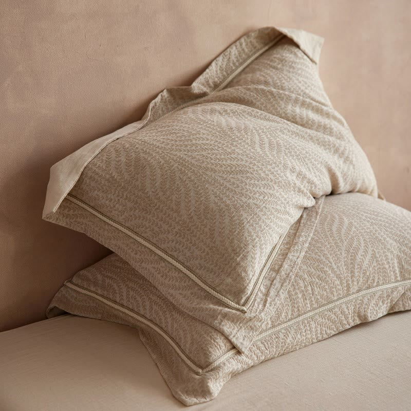 Taies d'oreiller jacquard à motif blé (2 pièces) - brun clair - 48 cm x 74 cm - image 0