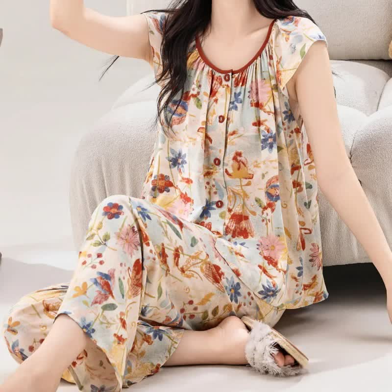 Ensemble de vêtements d'intérieur de style rustique à motifs floraux - image 4