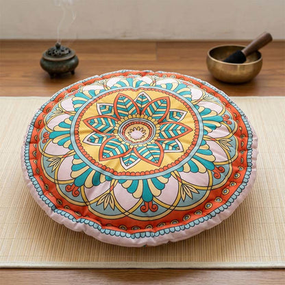 Coussin mandala de style bohème à motif floral rose - Rose - 45 cm x 45 cm x 8 cm - image 0