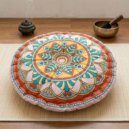 Coussin mandala de style bohème à motif floral rose - Rose - 45 cm x 45 cm x 8 cm - image 0
