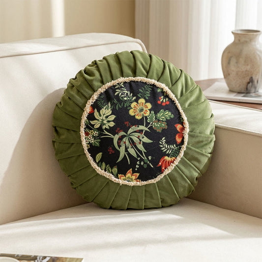 Coussin décoratif vintage à motif floral chinois - Vert - 45 cm x 45 cm x 15 cm - image 0