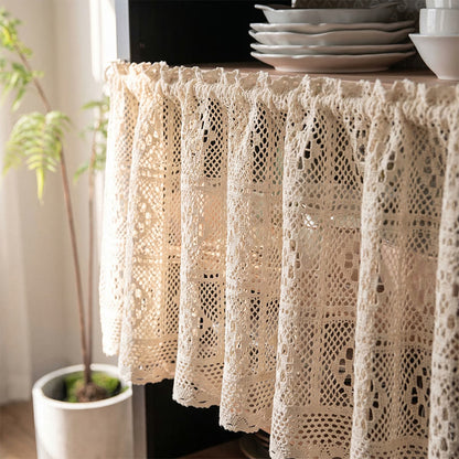 rideau à gradins carré beige crocheté - image 2