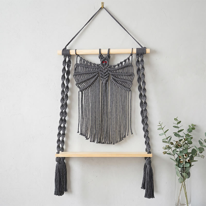 tenture murale bohème chauve-souris en macramé - Noir - 40 cm x 65 cm - image 0