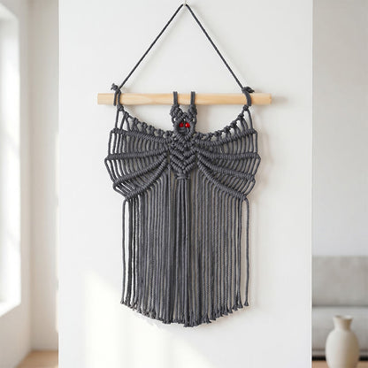 tenture murale bohème chauve-souris en macramé - Noir - 25 cm x 40 cm - image 3