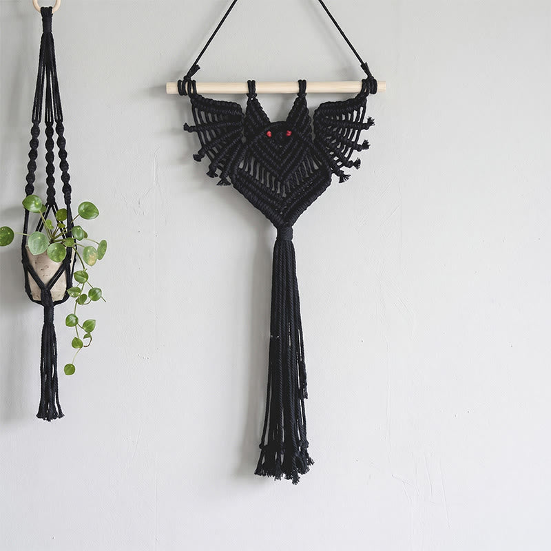 Suspension murale gothique en forme de chauve-souris pour plantes - Noir - 30 cm x 50 cm - image 2