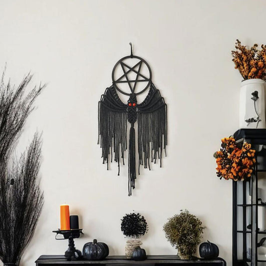 Décoration murale chauve-souris pentagramme magique - Noir - 40 cm x 90 cm - image 0