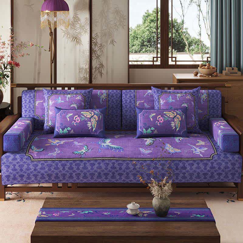 Housse de canapé à motif de papillons orientaux violets - image 1