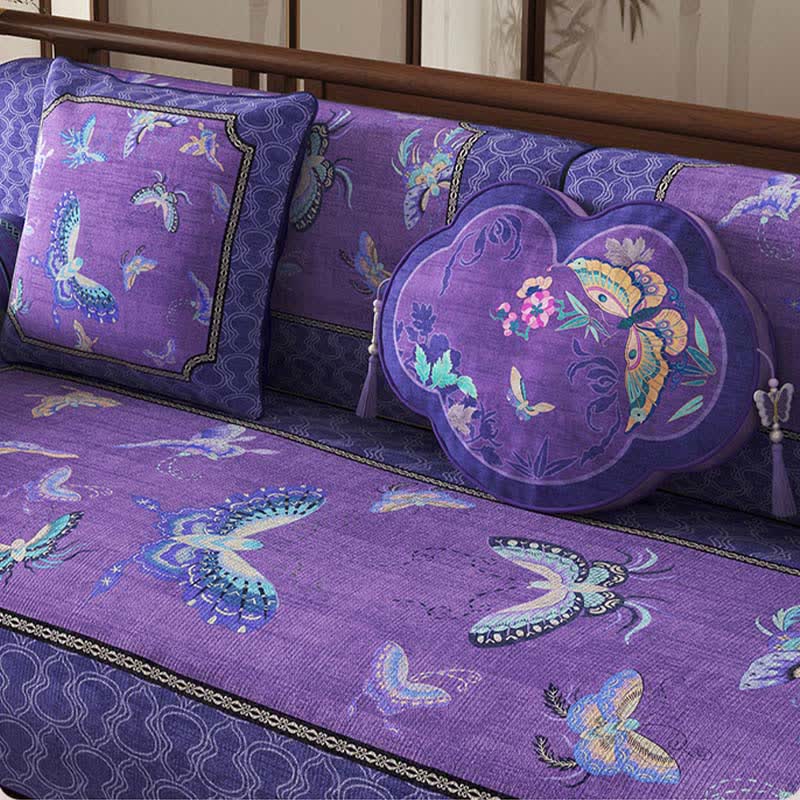 Housse de canapé à motif de papillons orientaux violets - image 3