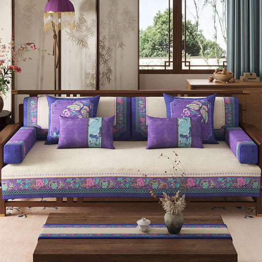 Housse de canapé à motif floral oriental vintage - 110 cm x 300 cm - image 0