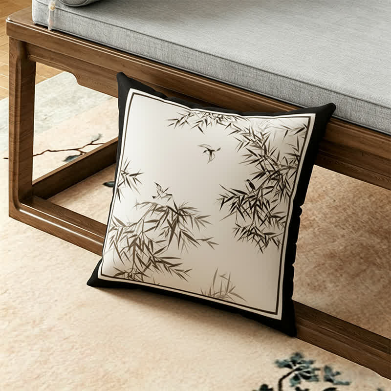 Housse de canapé vintage en feuilles de bambou orientales - coussins décoratifs - 45 cm x 45 cm - image 4