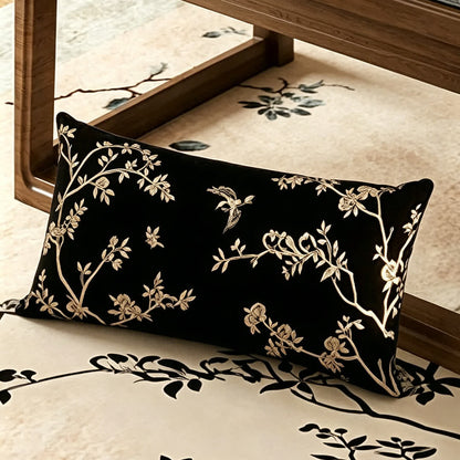 Housse de canapé style vintage ornée de branches et de fleurs orientales - coussins décoratifs - 30 cm x 50 cm - image 6