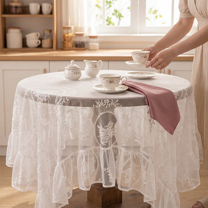 Nappe romantique à dentelle florale et bordure à volants - image 1
