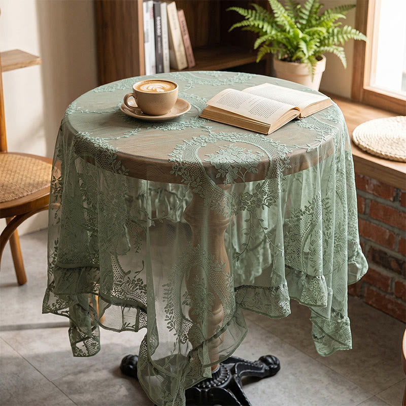 Nappe romantique à dentelle florale et bordure à volants - image 4