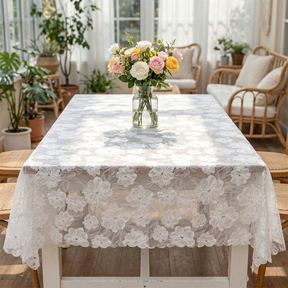 Nappe en dentelle de camélia et jacquard - image 1