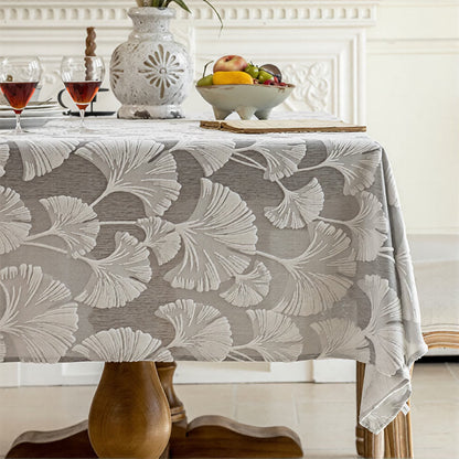 Nappe élégante à motif jacquard de feuilles de ginkgo - 140 cm x 260 cm - Gris - image 6