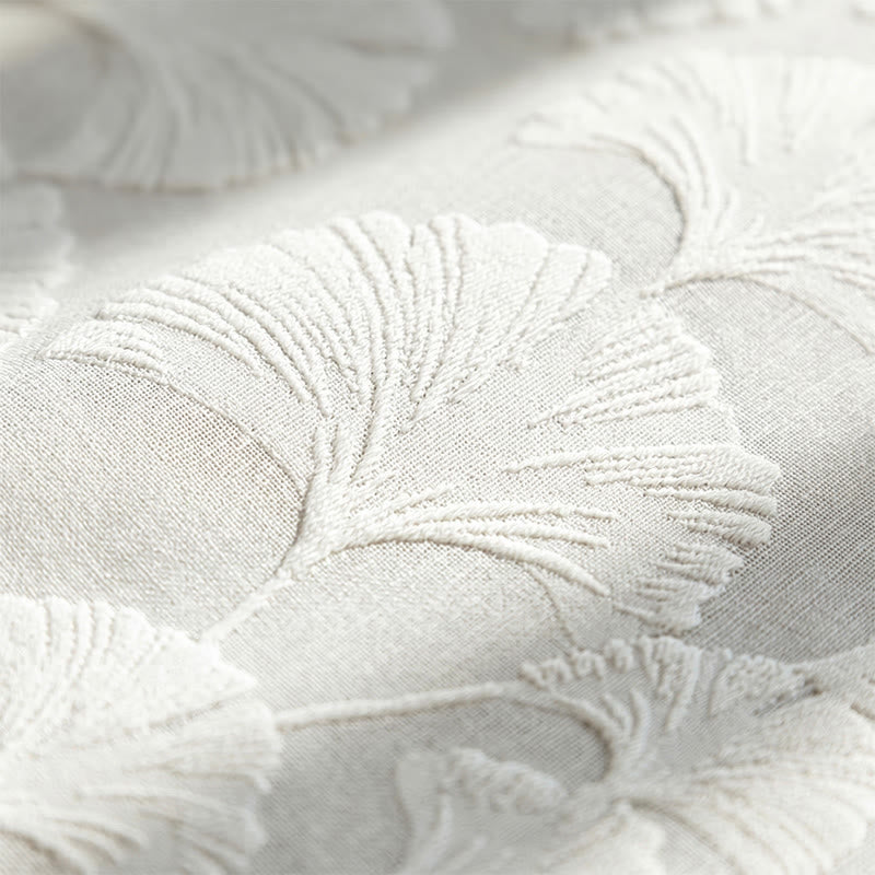 Nappe élégante à motif jacquard de feuilles de ginkgo - image 3