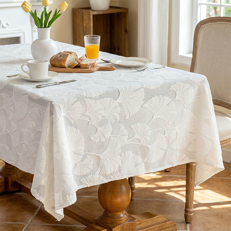 Nappe élégante à motif jacquard de feuilles de ginkgo - image 1