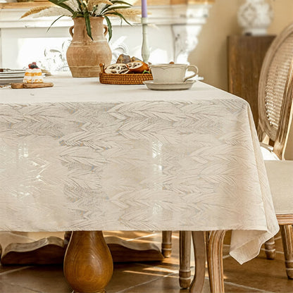 Nappe à motif de feuilles et à motif jacquard - 140 cm x 260 cm - Beige - image 2
