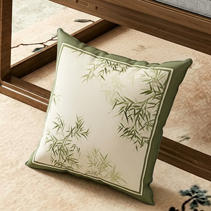 Housse de canapé de style vintage avec feuille de bambou verte - coussins décoratifs - 45 cm x 45 cm - image 3