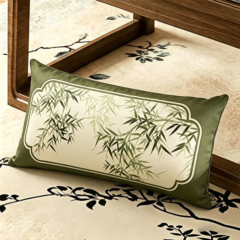 Housse de canapé de style vintage avec feuille de bambou verte - coussins décoratifs - 30 cm x 50 cm - image 4