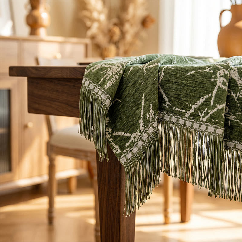 Nappe vintage en jacquard de bambou avec pompons - image 2