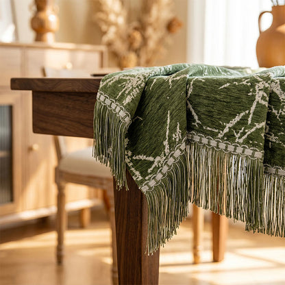 Nappe vintage en jacquard de bambou avec pompons - image 2