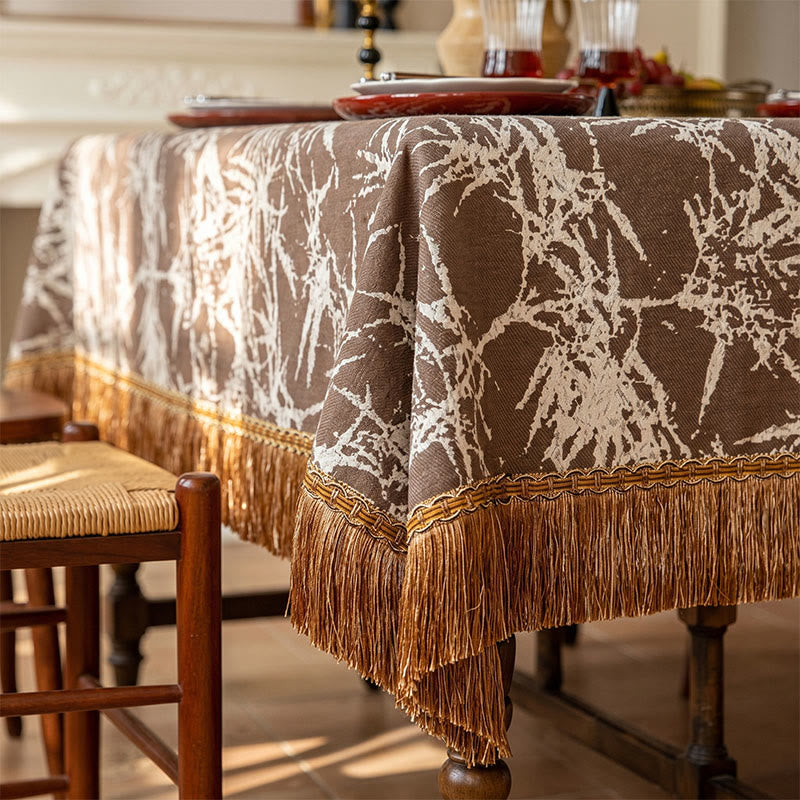 Nappe vintage en jacquard de bambou avec pompons - image 8