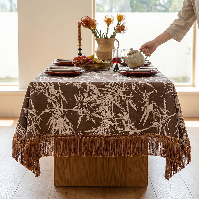 Nappe vintage en jacquard de bambou avec pompons - image 7
