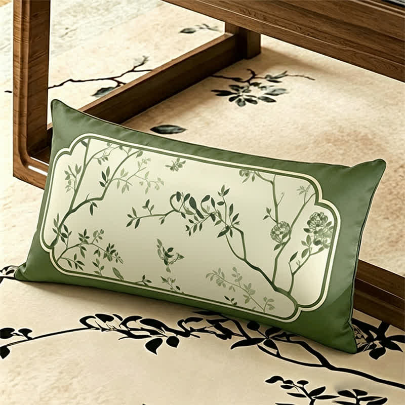 Housse de canapé vintage à motifs de branches vertes et de fleurs - coussins décoratifs - 30 cm x 50 cm - image 4