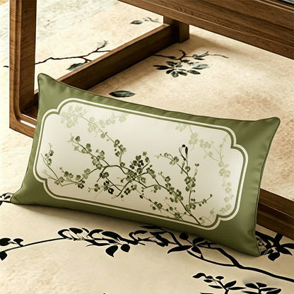 Housse de canapé vert vintage à motif de fleurs de prunier - coussins décoratifs - 30 cm x 50 cm - image 3