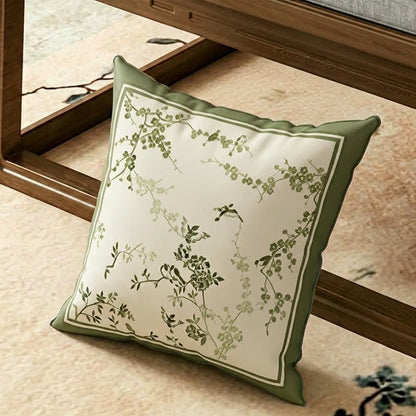 Housse de canapé vert vintage à motif de fleurs de prunier - coussins décoratifs - 45 cm x 45 cm - image 2