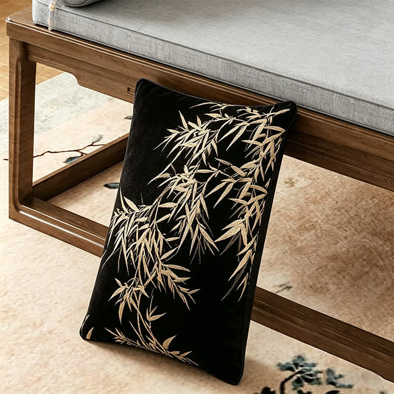 Housse de canapé vintage confectionnée à partir d'élégantes feuilles de bambou - coussins décoratifs - 30 cm x 50 cm - image 2