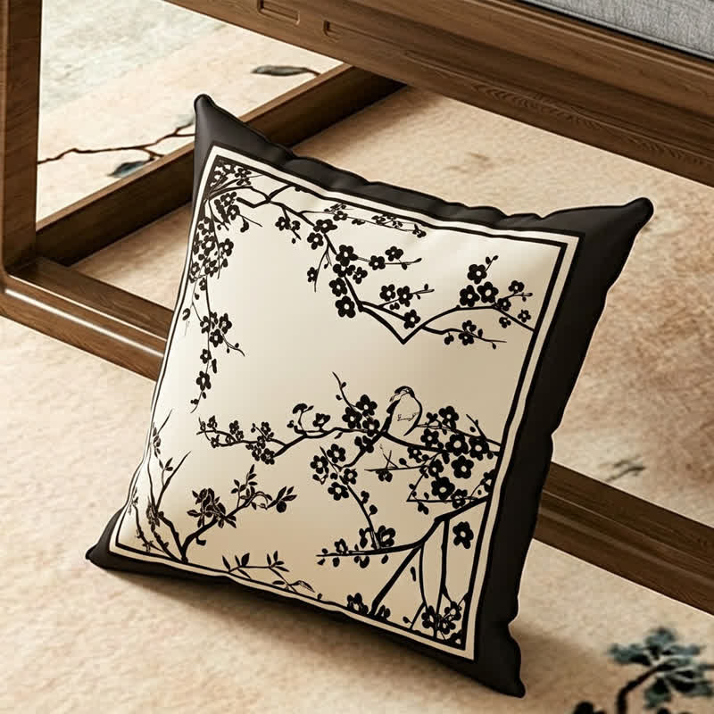 Housse de canapé à motif de fleurs de prunier orientales - coussins décoratifs - 45 cm x 45 cm - image 1