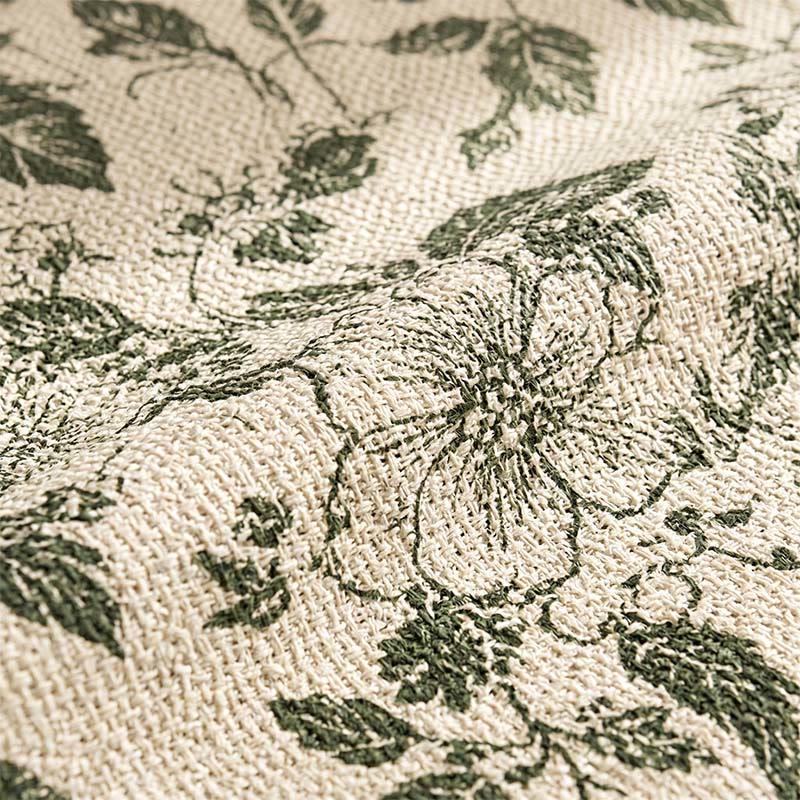 Nappe vintage en lin et coton vert à motif floral - image 3