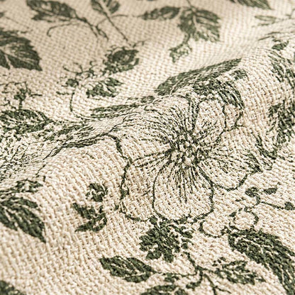 Nappe vintage en lin et coton vert à motif floral - image 3