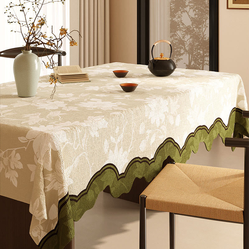 Nappe élégante en mélange coton-lin à motif de branches florales - 140 cm x 220 cm - rectangle - image 0