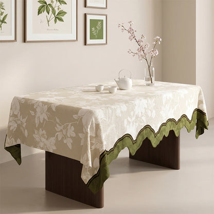 Nappe élégante en mélange coton-lin à motif de branches florales - image 1