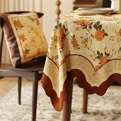 Nappe vintage en coton et lin à motif de roses mensuelles - image 2