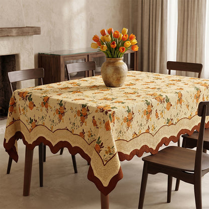 Nappe vintage en coton et lin à motif de roses mensuelles - image 1