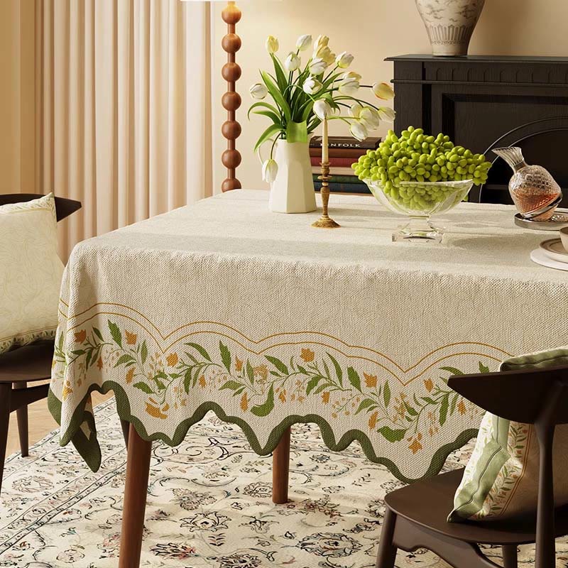 Nappe en coton et lin à motif floral de jardin vintage - 140 cm x 220 cm - rectangle - image 0