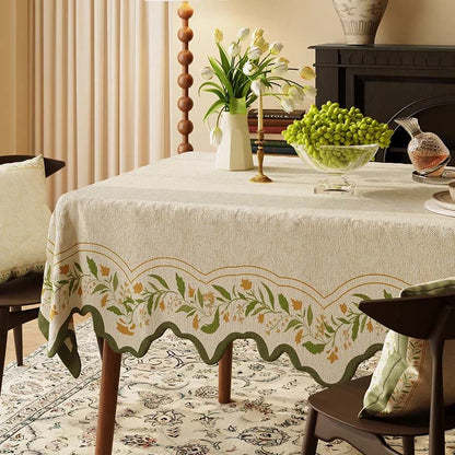 Nappe en coton et lin à motif floral de jardin vintage - 140 cm x 220 cm - rectangle - image 0