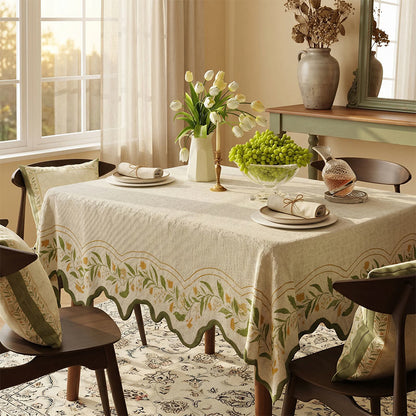 Nappe en coton et lin à motif floral de jardin vintage - image 1
