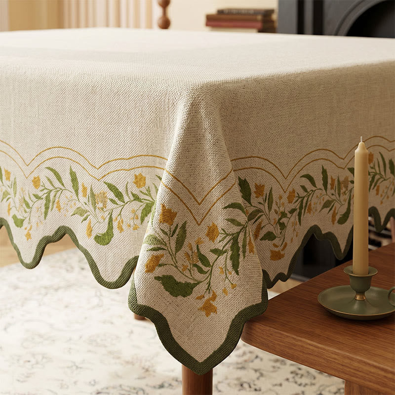 Nappe en coton et lin à motif floral de jardin vintage - image 2