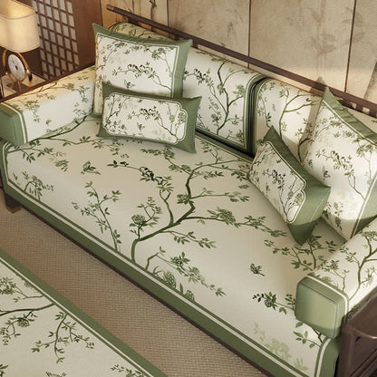 Housse de canapé vintage à motifs de branches vertes et de fleurs - image 2