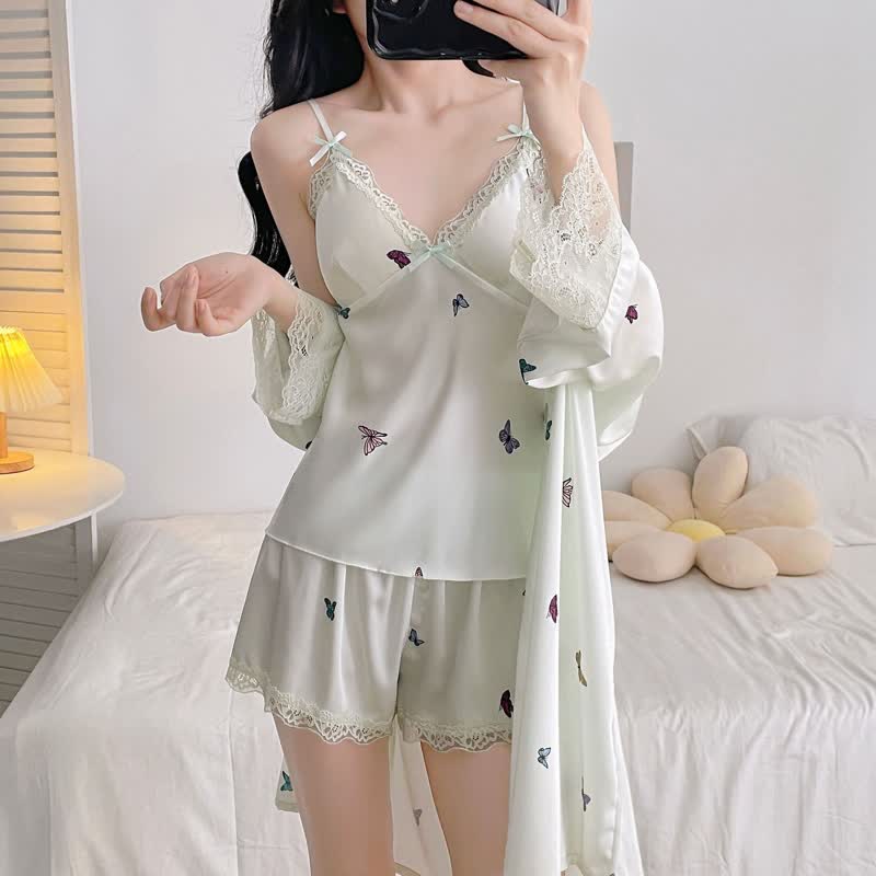Ensemble pyjama avec bordure en dentelle papillon - image 11