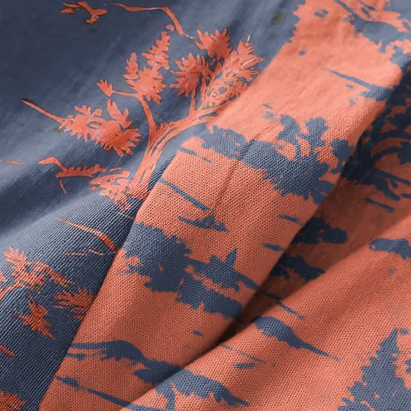 Peignoir kimono unisexe en gaze de coton à motifs de montagnes et d'arbres - image 5