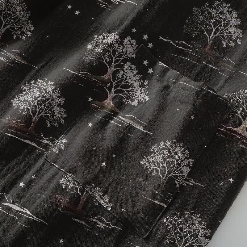 Peignoir kimono unisexe en coton à motif « Charcoal Tree » - image 6