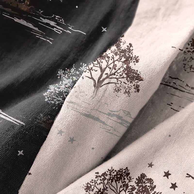 Peignoir kimono unisexe en coton à motif « Charcoal Tree » - image 5