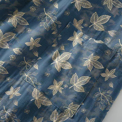 Peignoir kimono unisexe en coton à motif de feuilles d'érable - image 6